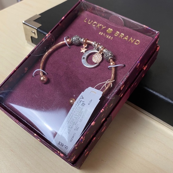 Lucky Brand Cuff Bracelet Crystal Moon & ⭐️ Charms - Picture 5 of 6